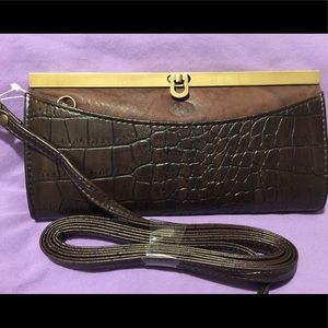 Buxton Framed Clutch Wallet with Detachable Strap